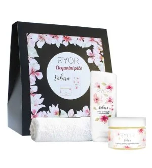 RYOR Sakura darčeková sada cukrový peeling s japonskou čerešňou 325 g + jemný sprchovací gél s japonskou čerešňou