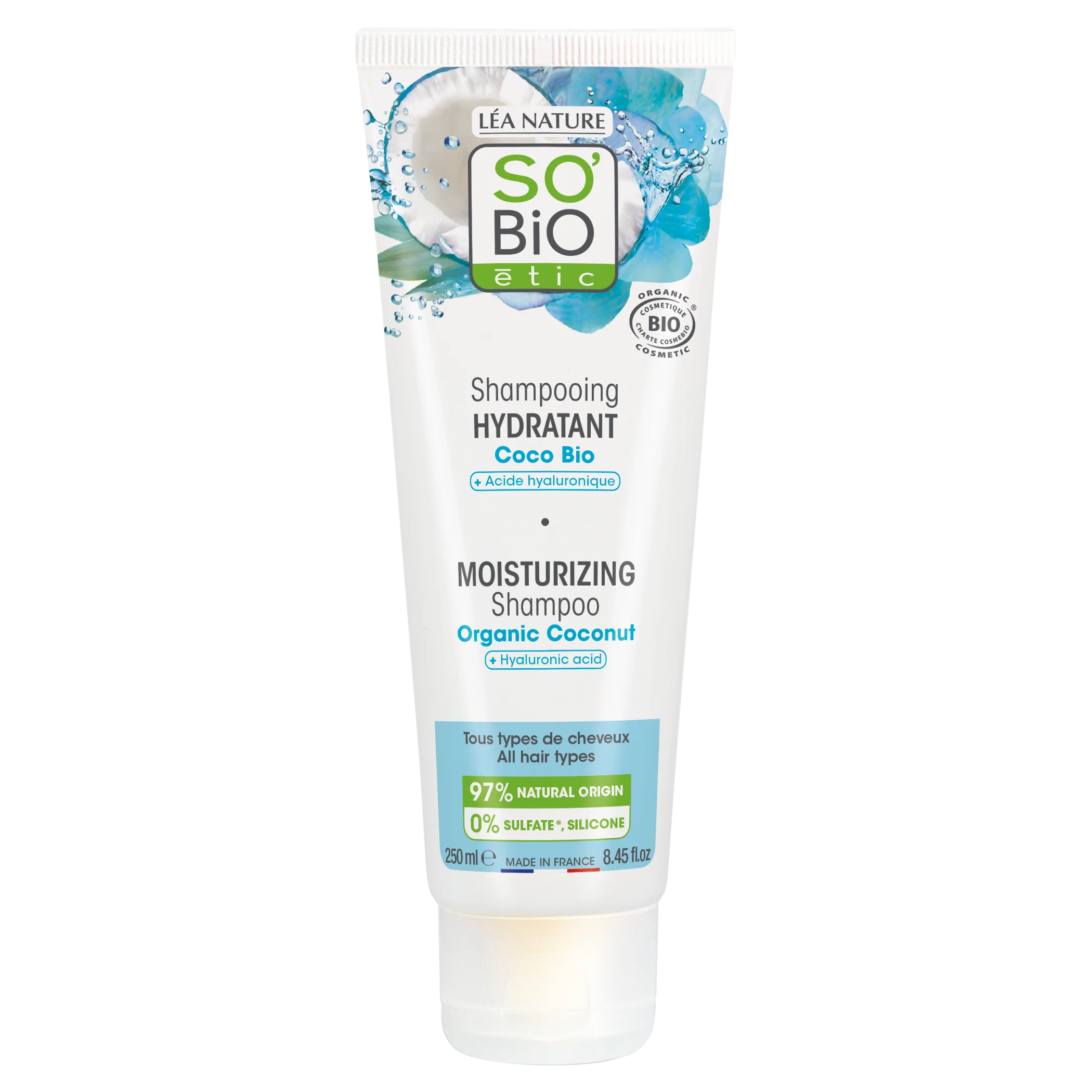 SO’BiO étic Šampón hydratačný kokos a kyselina hyalurónová BIO (250 ml) - pre všetky typy vlasov