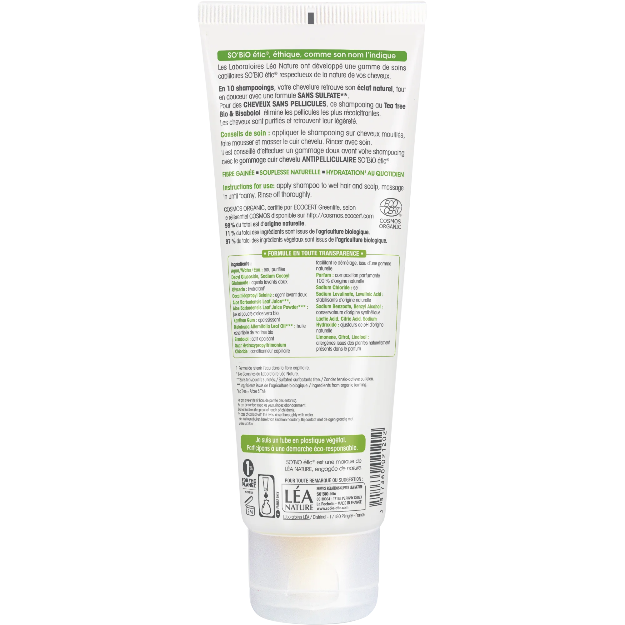 SO’BiO étic Šampón proti lupinám s tea tree a bisabololom BIO (250 ml) - so šťavou z aloe vera