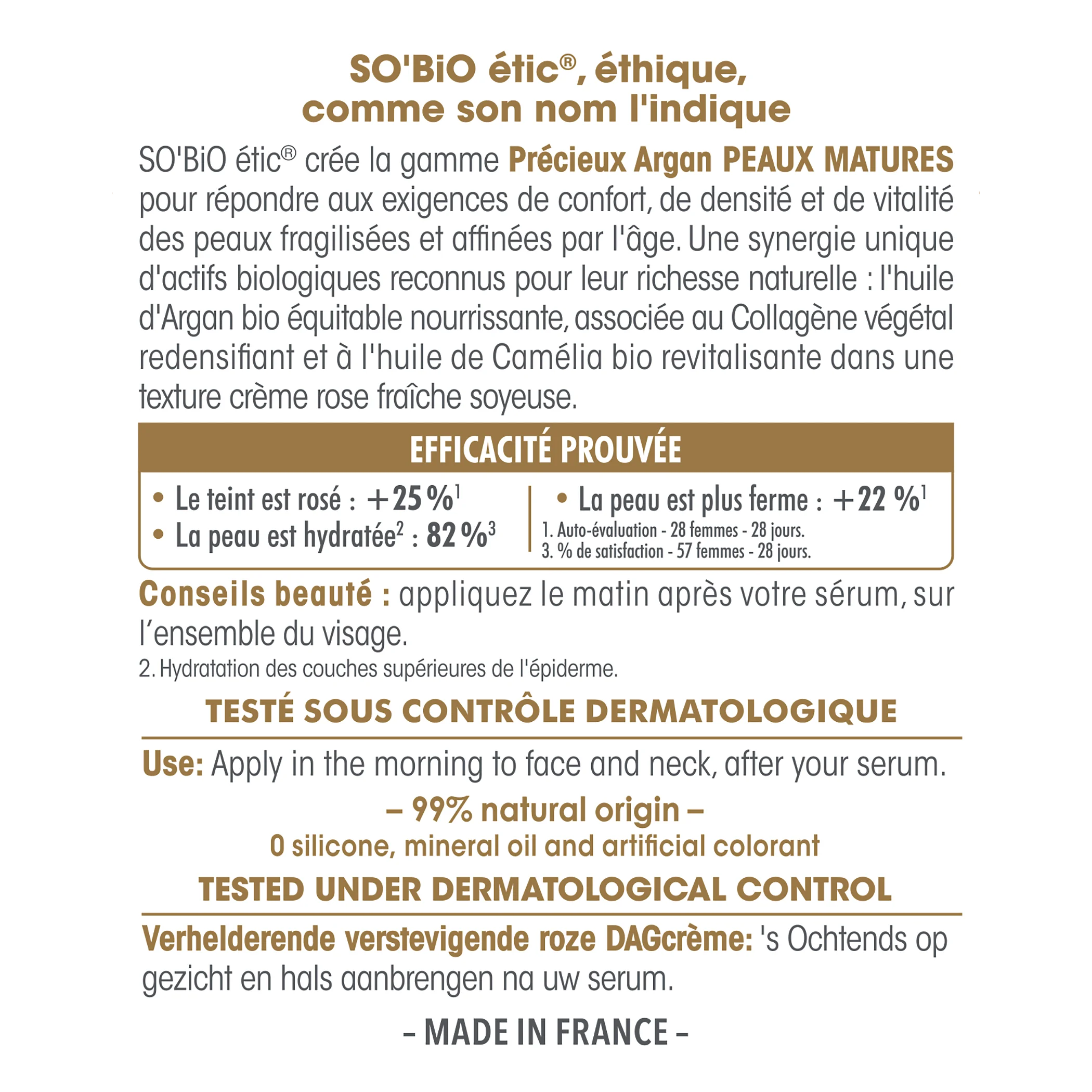 SO’BiO étic Anti-age Precieux Argan Ružový denný krém na spevnenie GOLD BIO (50 ml) - spevňuje a rozjasňuje pleť