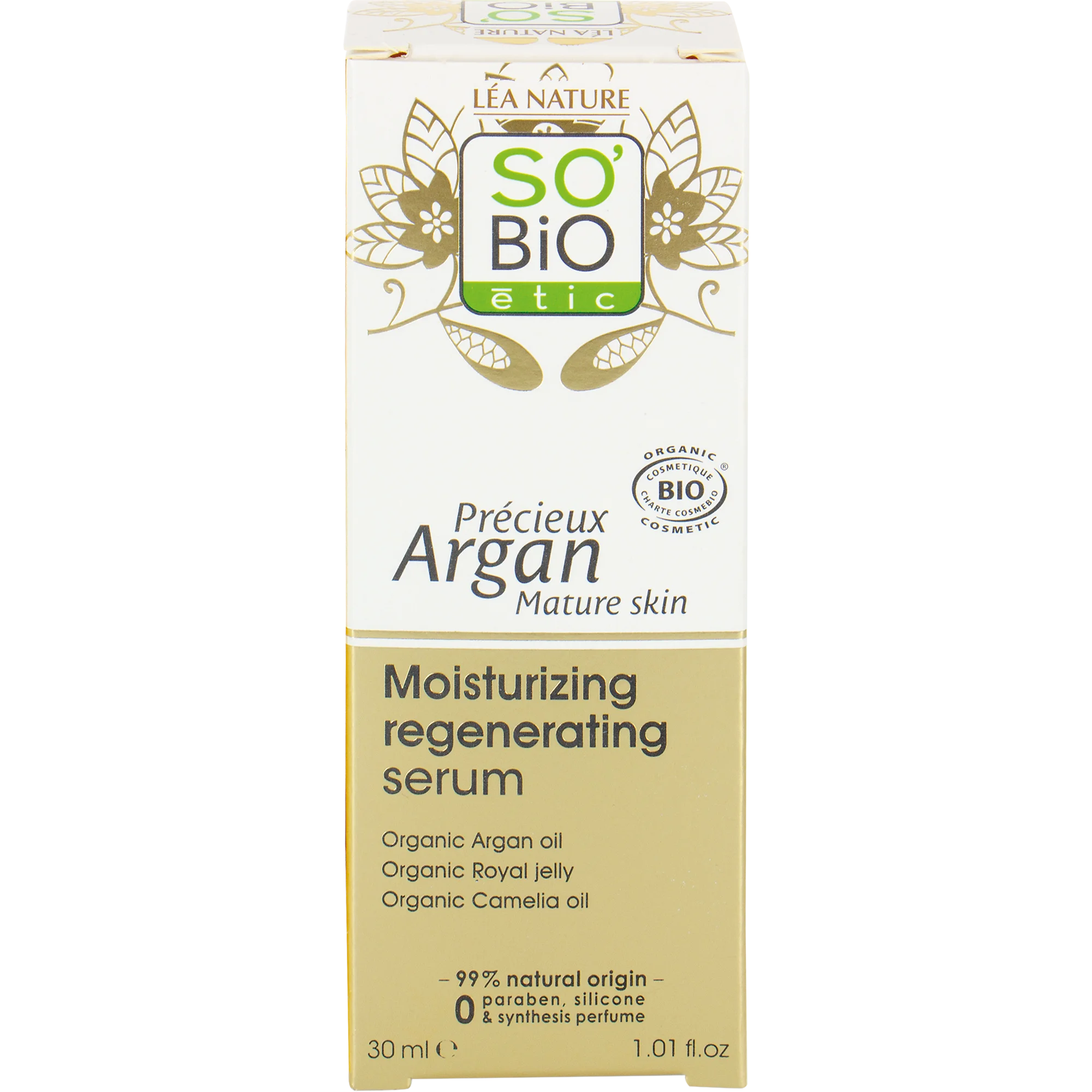 SO’BiO étic Anti-Age Precieux Argan hydratačné a regeneračné sérum GOLD BIO (30 ml) - s kyselinou hyalurónovou
