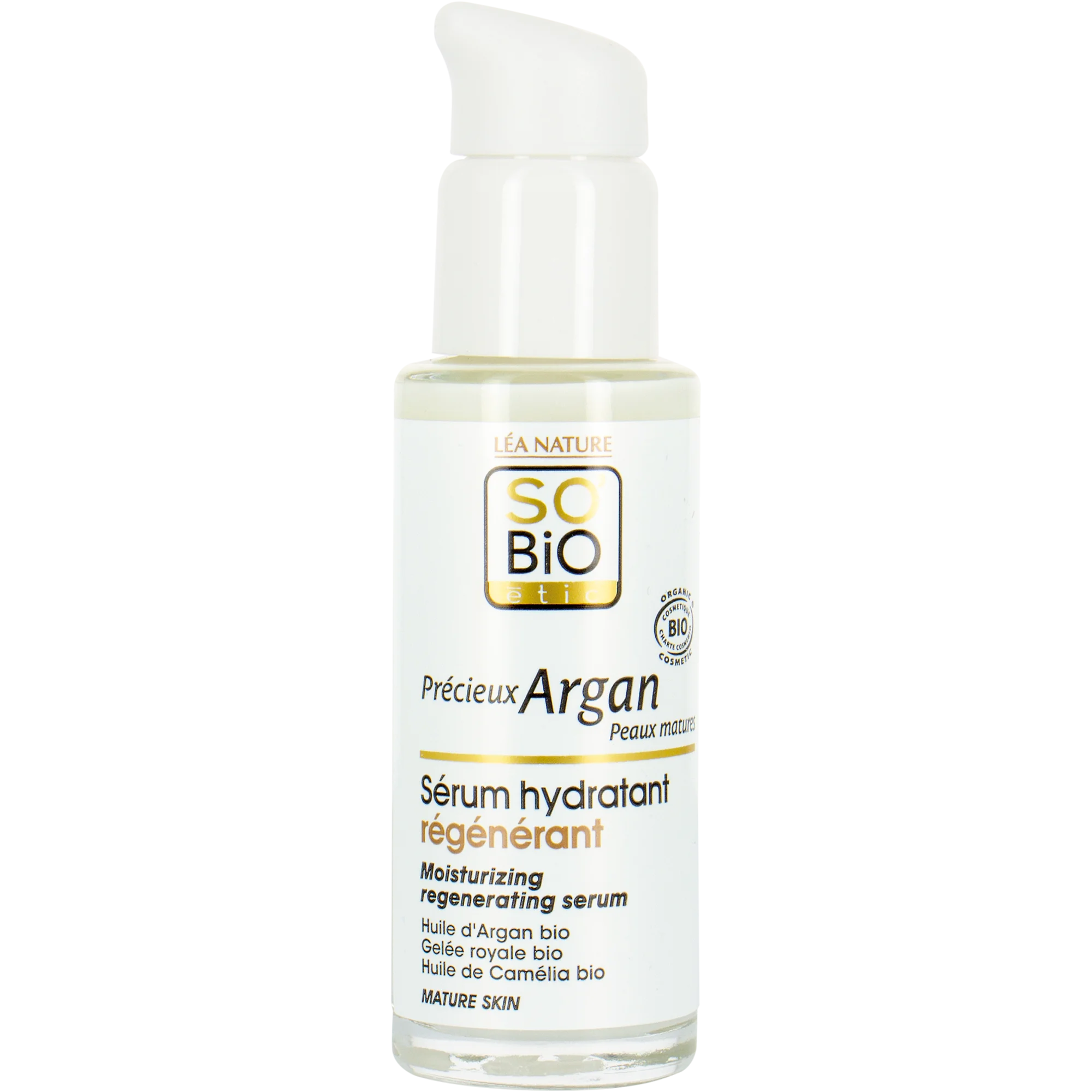 SO’BiO étic Anti-Age Precieux Argan hydratačné a regeneračné sérum GOLD BIO (30 ml) - s kyselinou hyalurónovou