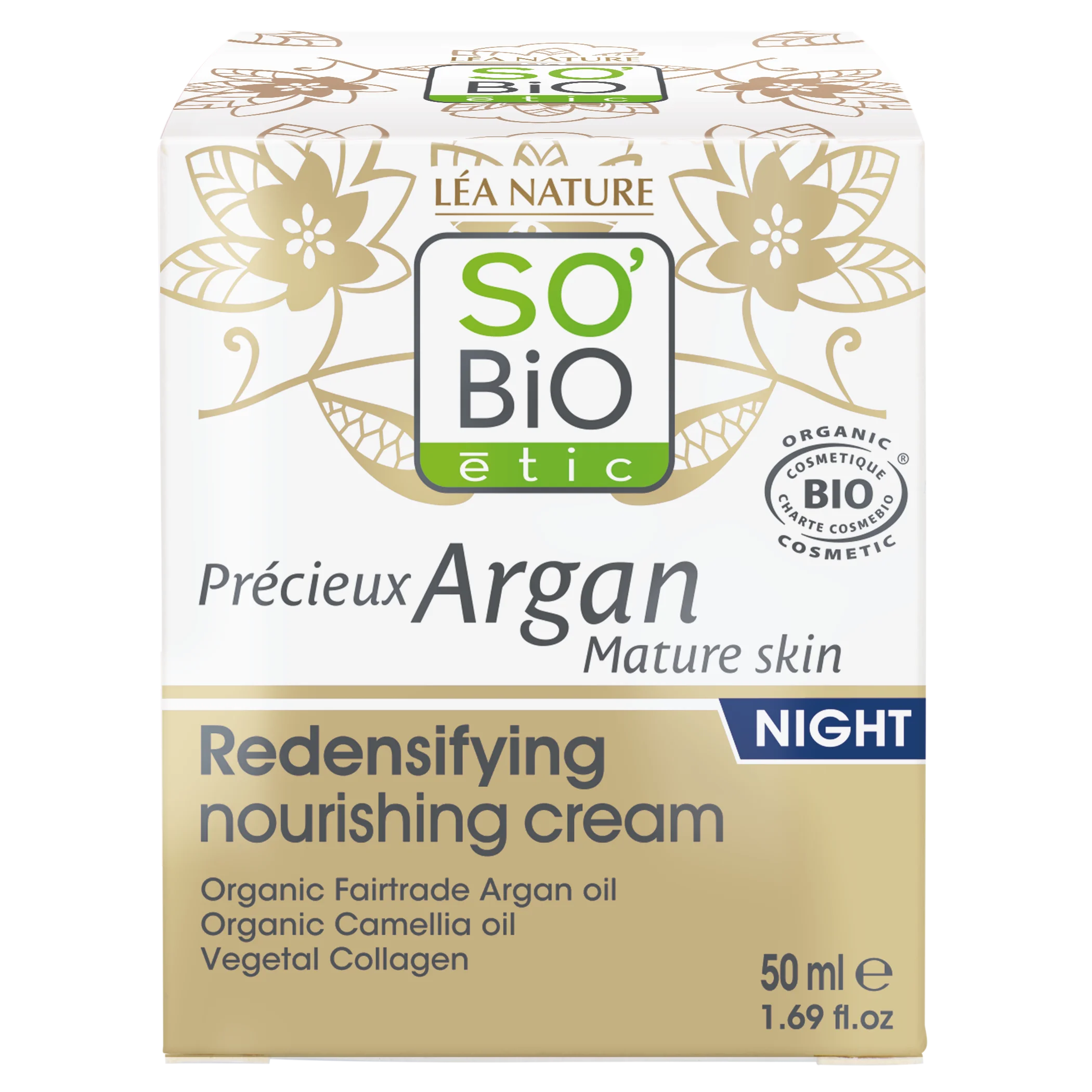 SO’BiO étic Anti-age Precieux GOLD BIO nočný výživný a spevňujúci krém (50 ml) - ideálny pre zrelú pleť