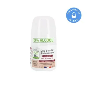 SO’BiO étic Dezodorant roll-on 24h hydratačný s oslím mliekom - znovu naplniteľný BIO (50 ml) - aj pre citlivú pokožku