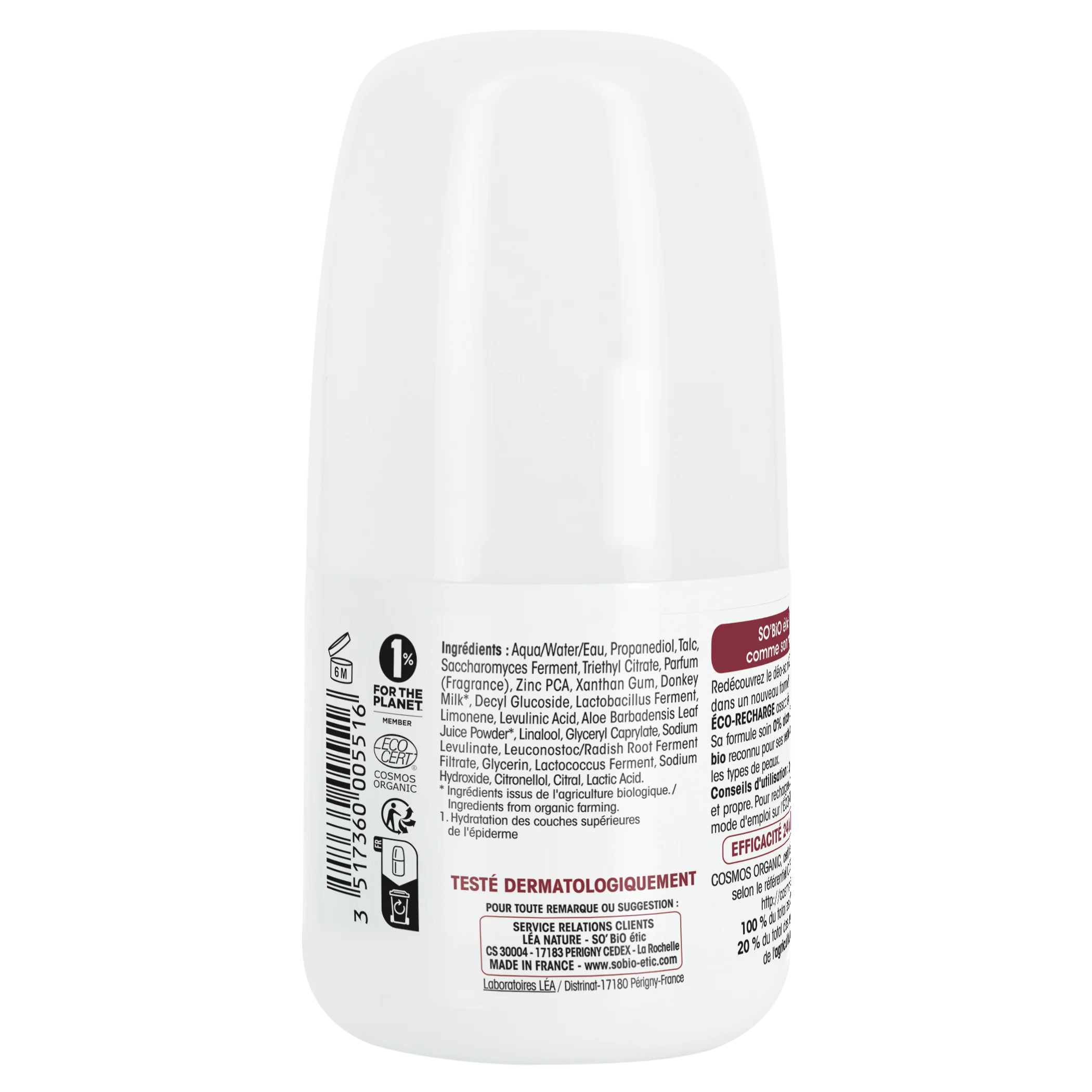 SO’BiO étic Dezodorant roll-on 24h hydratačný s oslím mliekom - znovu naplniteľný BIO (50 ml) - aj pre citlivú pokožku