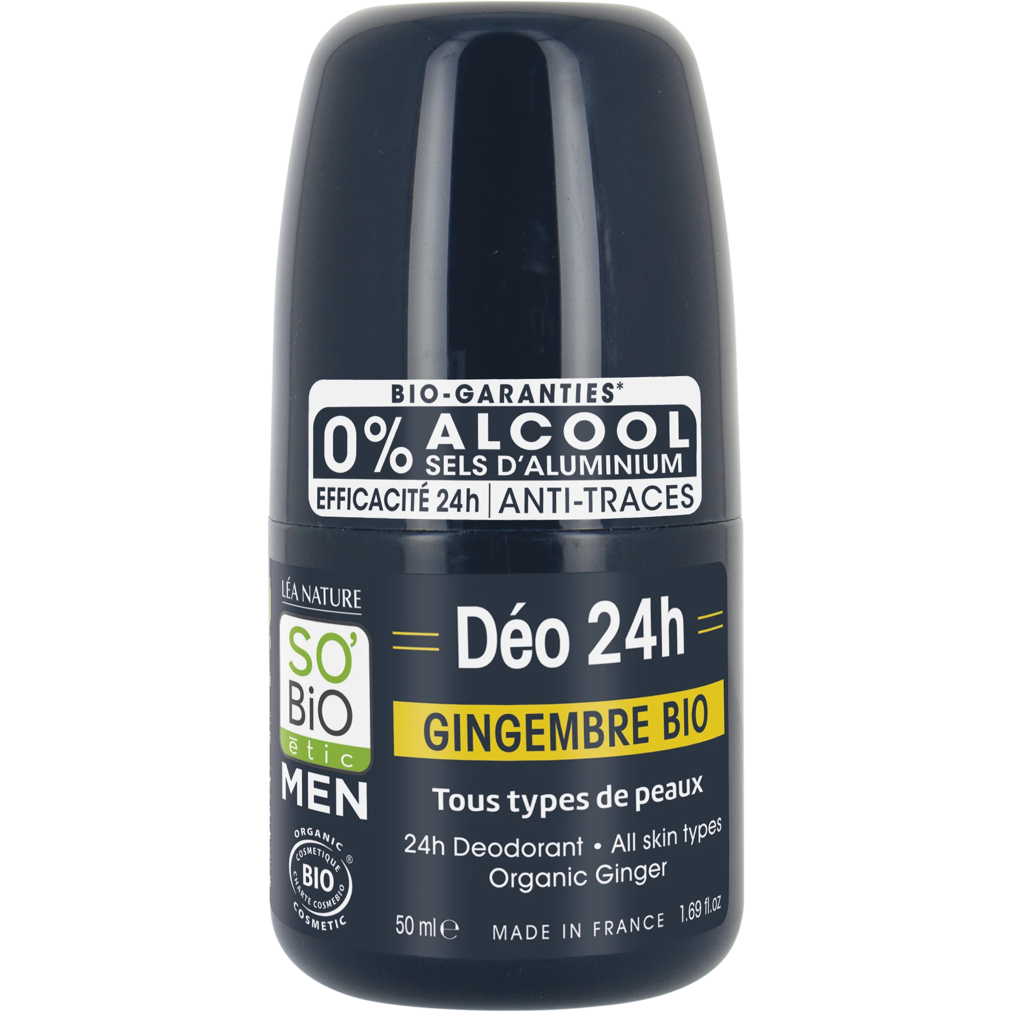 SO’BiO étic Deodorant roll-on 24h MEN - zázvor BIO (50 ml) - účinný až 24 hodín
