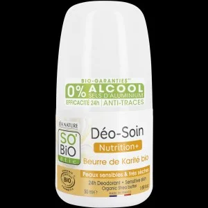 SO’BiO étic Dezodorant roll-on 24h Nutrition+ s BIO karité (50 ml) - účinný až 24 hodín