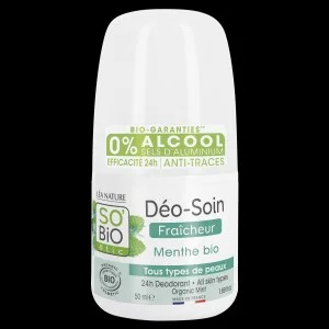 SO’BiO étic Dezodorant roll-on 24h osviežujúci s mätou BIO (50 ml) - účinný až 24 hodín