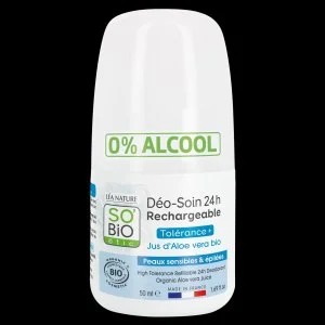 SO’BiO étic Dezodorant roll-on 24 h - Tolerance+ s Aloe vera BIO (50 ml) - účinný až 24 hodín
