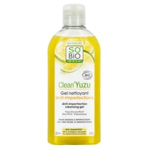 SO’BiO étic Čistiaci gél proti nedokonalostiam pleti - Clean Yuzu BIO (200 ml) - ideálny pre mastnú pleť