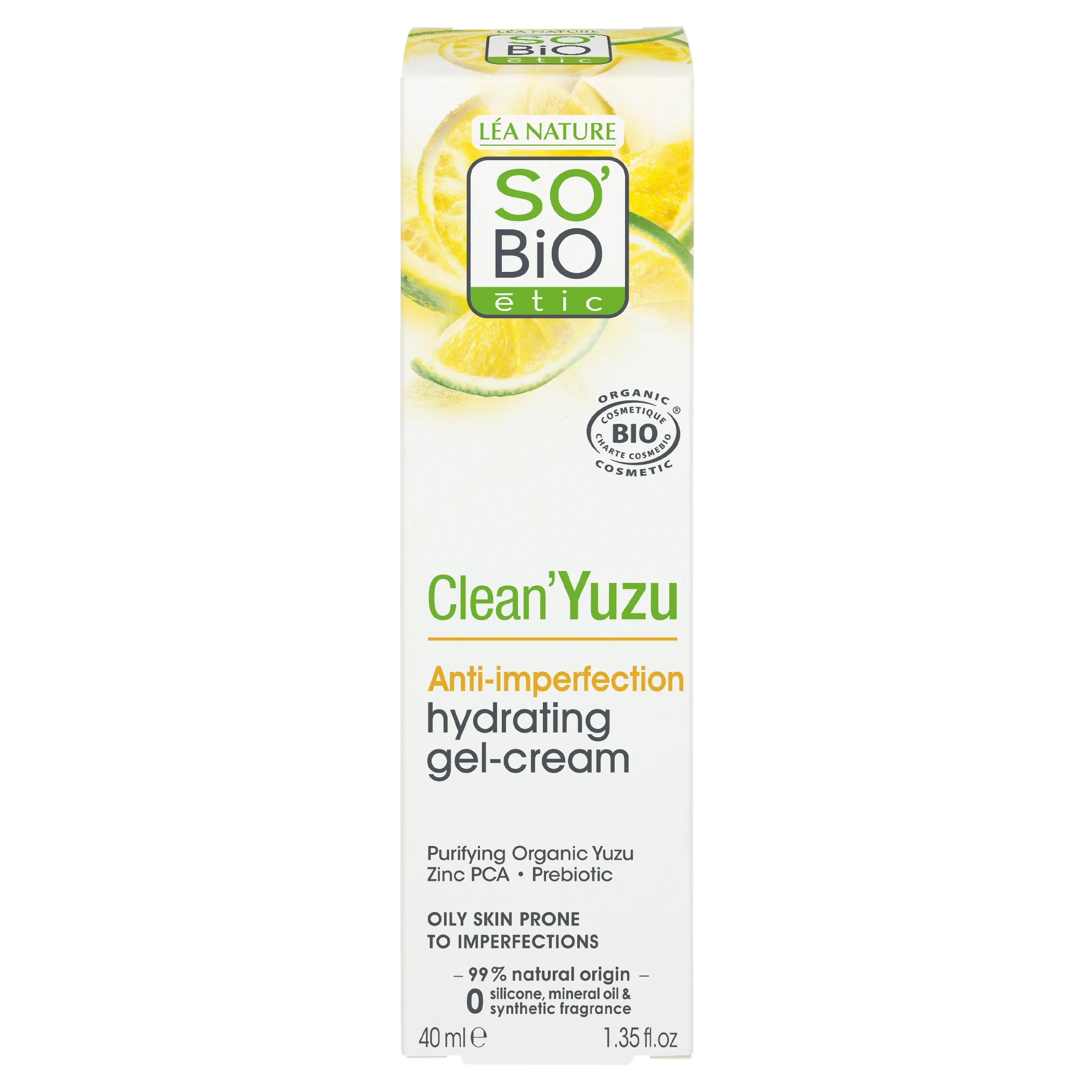 SO’BiO étic Hydratačný pleťový gél-krém - Clean Yuzu BIO (40 ml) - ideálny pre mastnú pleť