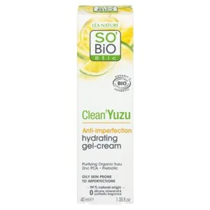 SO’BiO étic Hydratačný pleťový gél-krém - Clean Yuzu BIO (40 ml) - ideálny pre mastnú pleť