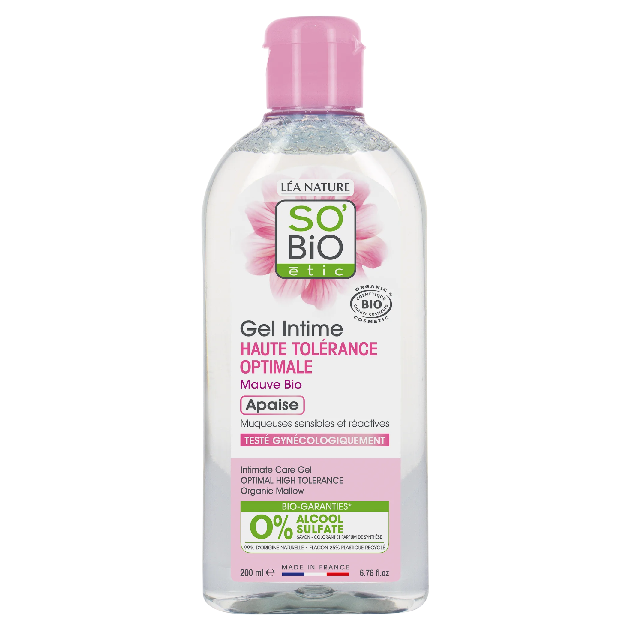 SO’BiO étic Hypoalergénny umývací gél na intímnu hygienu BIO (200 ml) - s výťažkom zo slezu obyčajného