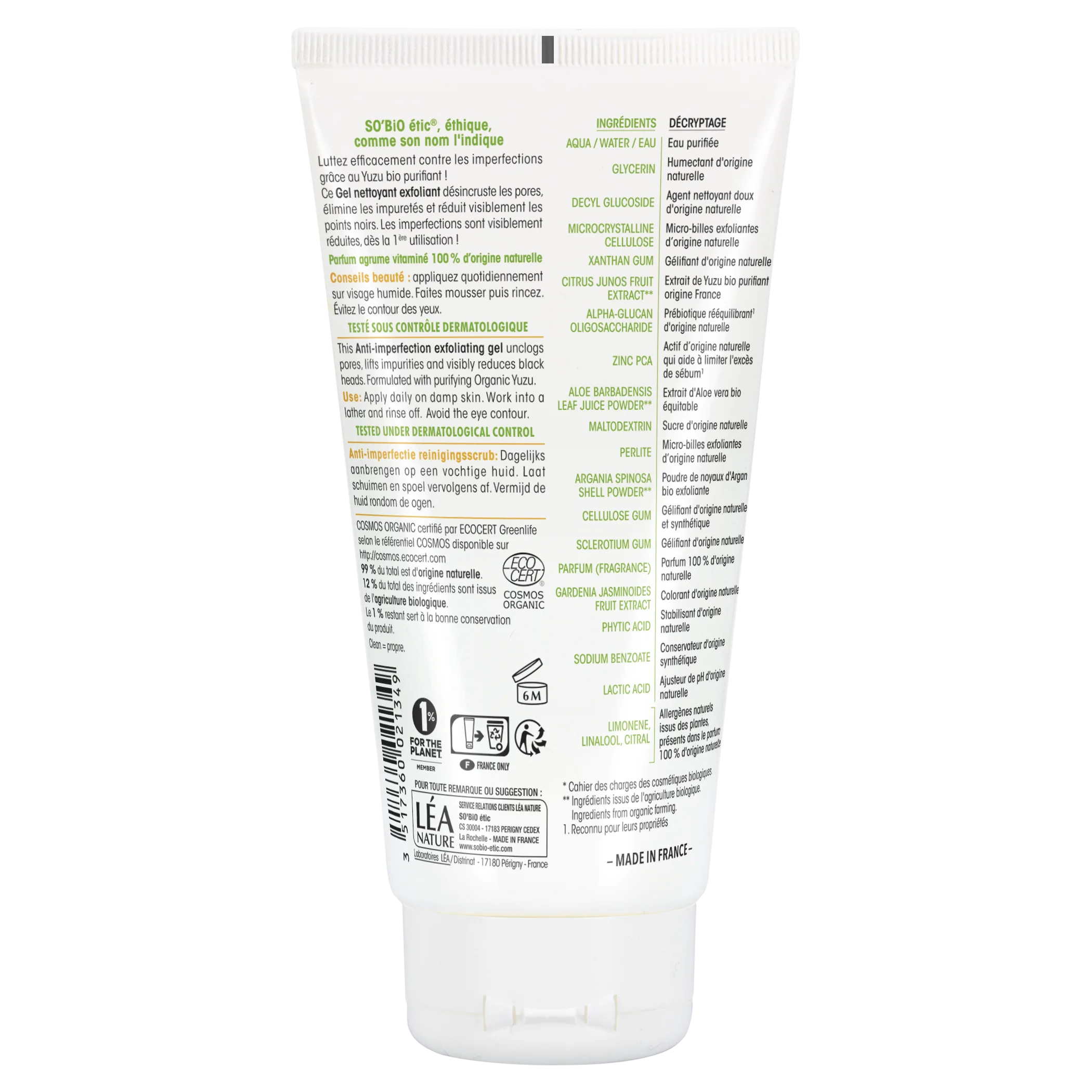 SO’BiO étic Pleťový exfoliačný gél - Clean Yuzu BIO (150 ml) - ideálny pre mastnú pleť