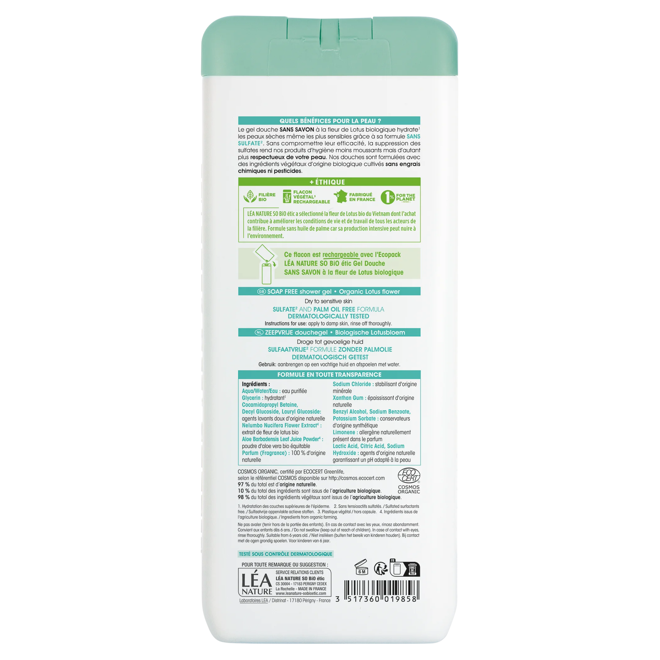 SO’BiO étic Sprchový gél BEZ MYDLA s kvetom lotosu BIO (650 ml) - ideálny pre suchú a citlivú pokožku