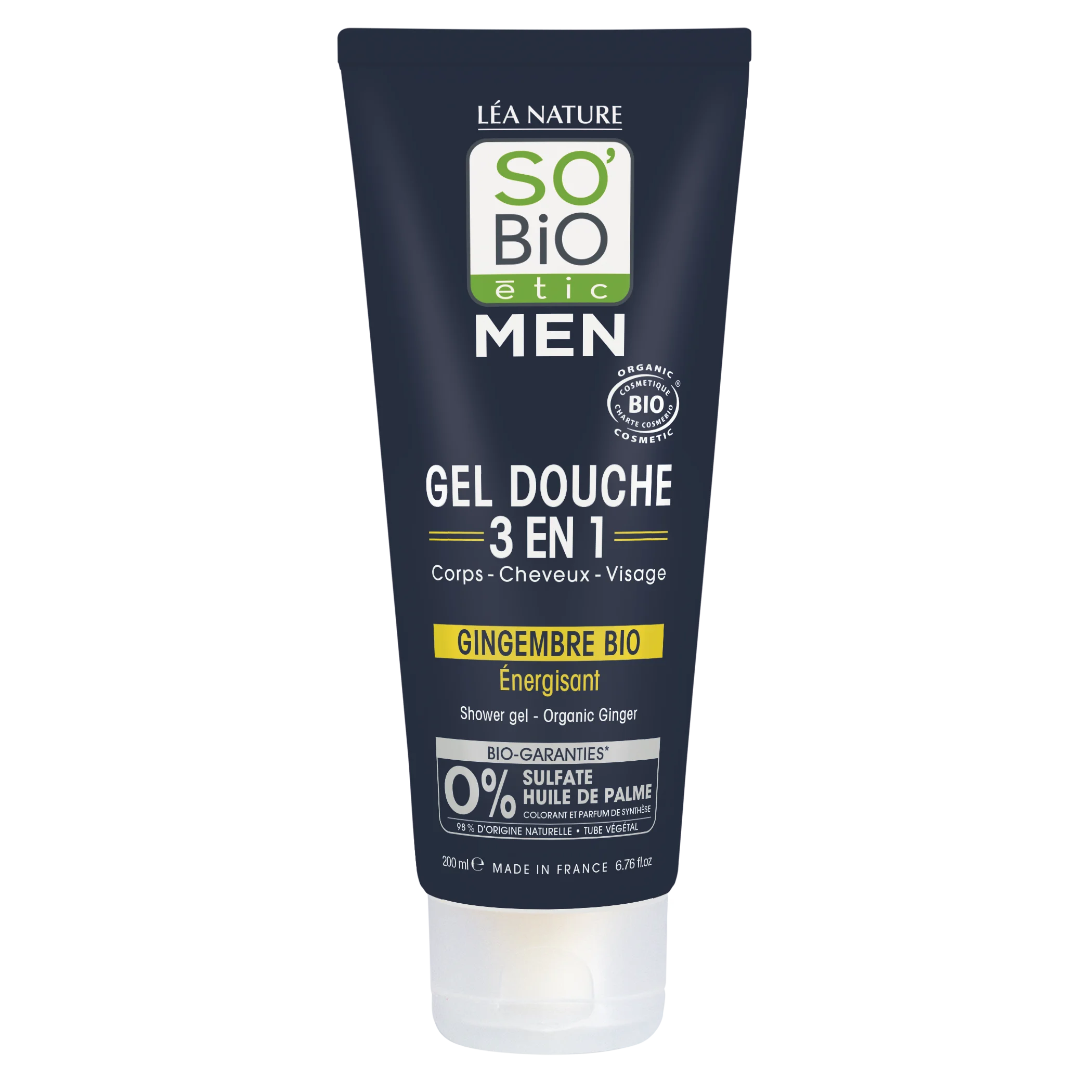 SO’BiO étic Sprchový gél MEN 3v1 – energizujúci BIO zázvor (200 ml) – na telo, tvár aj vlasy