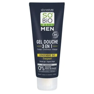 SO’BiO étic Sprchový gél MEN 3v1 – energizujúci BIO zázvor (200 ml) – na telo, tvár aj vlasy