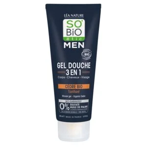 SO’BiO étic Sprchový gél MEN 3v1 - tonizujúci céder BIO (200 ml) - na telo, tvár aj vlasy