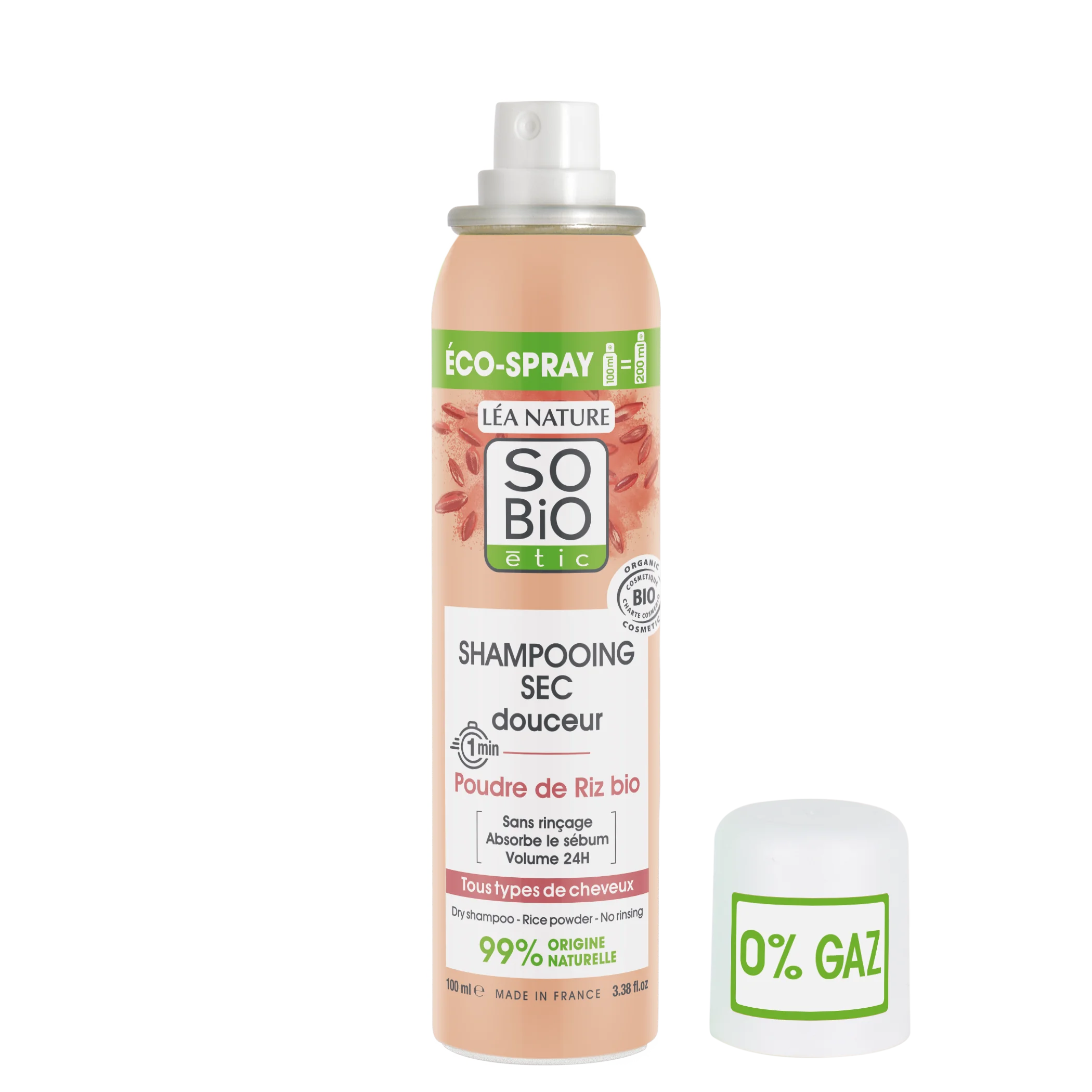 SO’BiO étic Jemný suchý šampón v spreji pre citlivú pokožku hlavy BIO (100 ml) - objem a čisté vlasy bez umývania