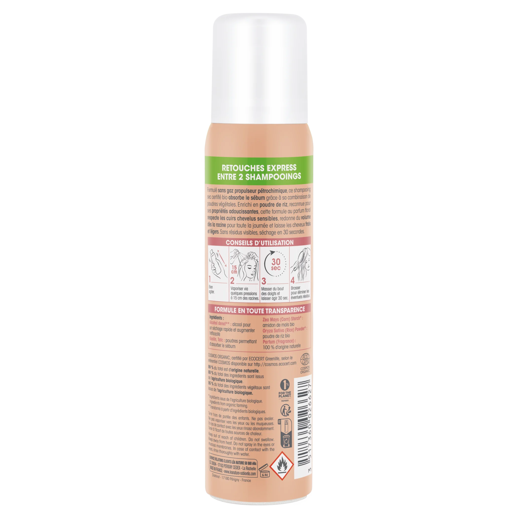 SO’BiO étic Jemný suchý šampón v spreji pre citlivú pokožku hlavy BIO (100 ml) - objem a čisté vlasy bez umývania