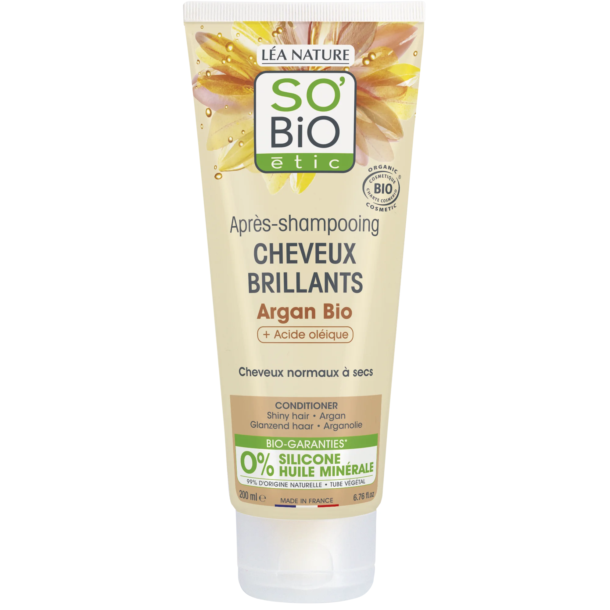 SO’BiO étic Arganový kondicionér pre lesk - pre normálne až suché vlasy BIO (200 ml) - zanecháva vlasy lesklé a hebké