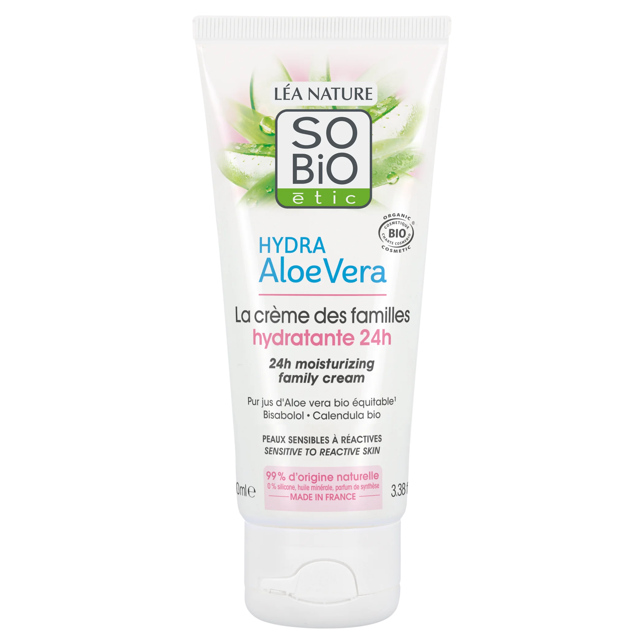 SO’BiO étic Hydratačný hypoalergénny krém s Aloe vera pre celú rodinu BIO (100 ml) - hydratuje, upokojuje a regeneruje