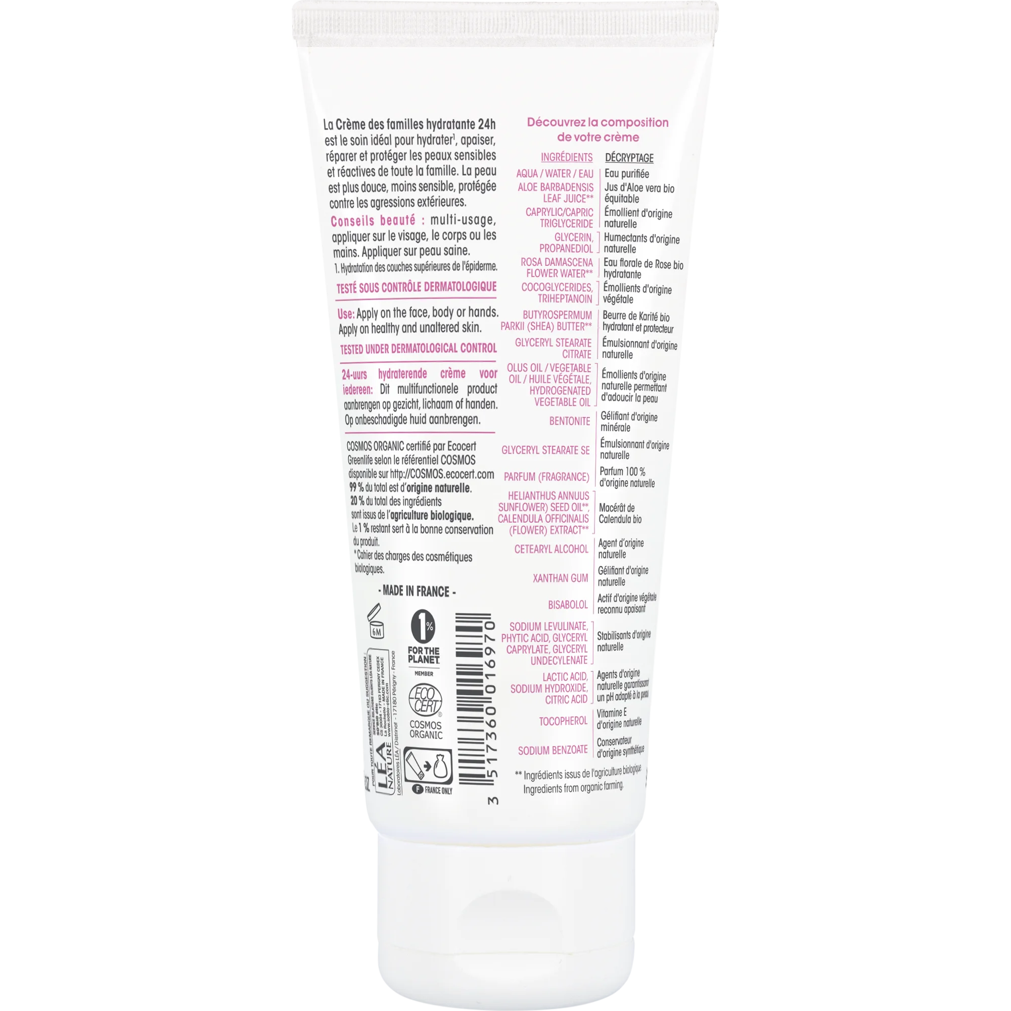 SO’BiO étic Hydratačný hypoalergénny krém s Aloe vera pre celú rodinu BIO (100 ml) - hydratuje, upokojuje a regeneruje