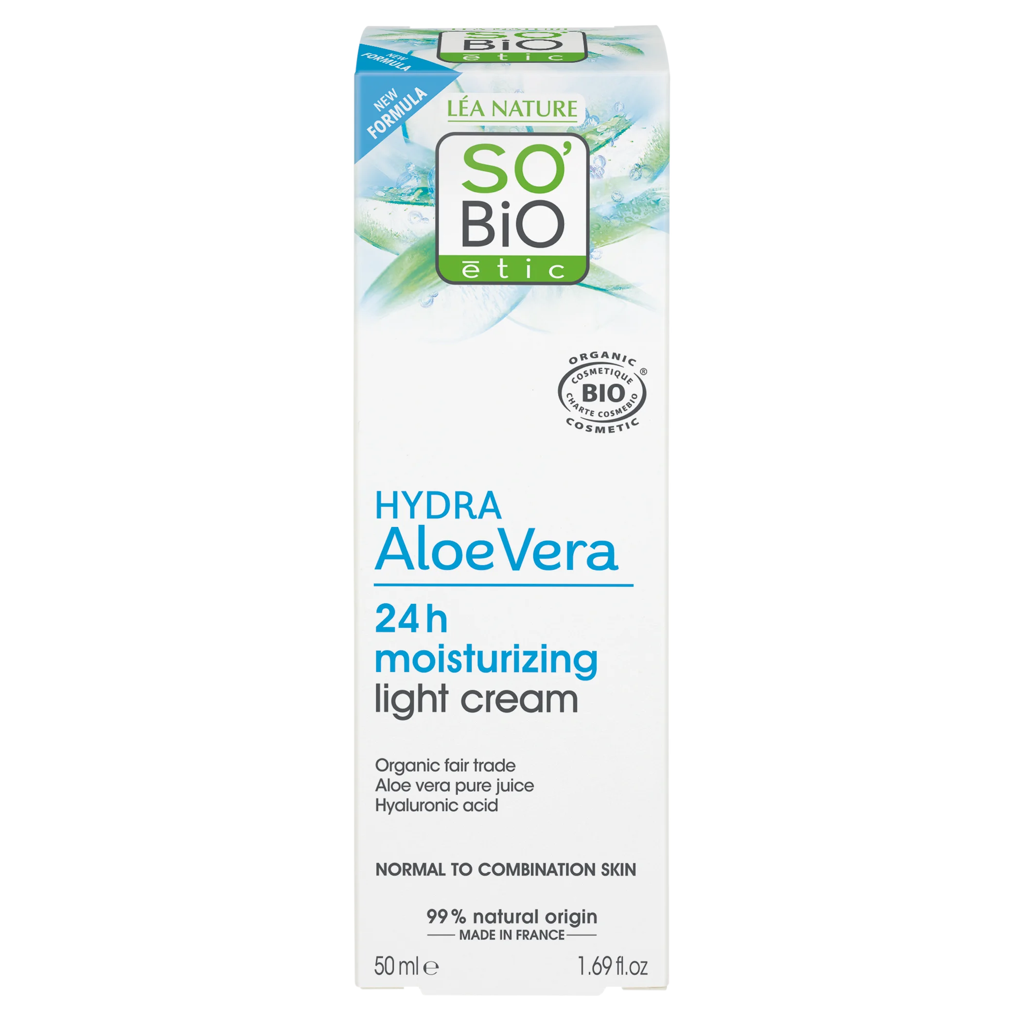SO’BiO étic Krém ľahko hydratačný denný s Aloe Vera BIO (50 ml) - s kyselinou hyalurónovou