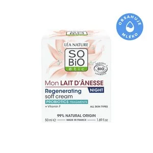 SO’BiO étic Nočný regeneračný krém s BIO oslím mliekom (50 ml) - šľahaná textúra