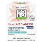 SO’BiO étic Nočný regeneračný krém s BIO oslím mliekom (50 ml) - šľahaná textúra