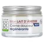 SO’BiO étic Nočný regeneračný krém s BIO oslím mliekom (50 ml) - šľahaná textúra