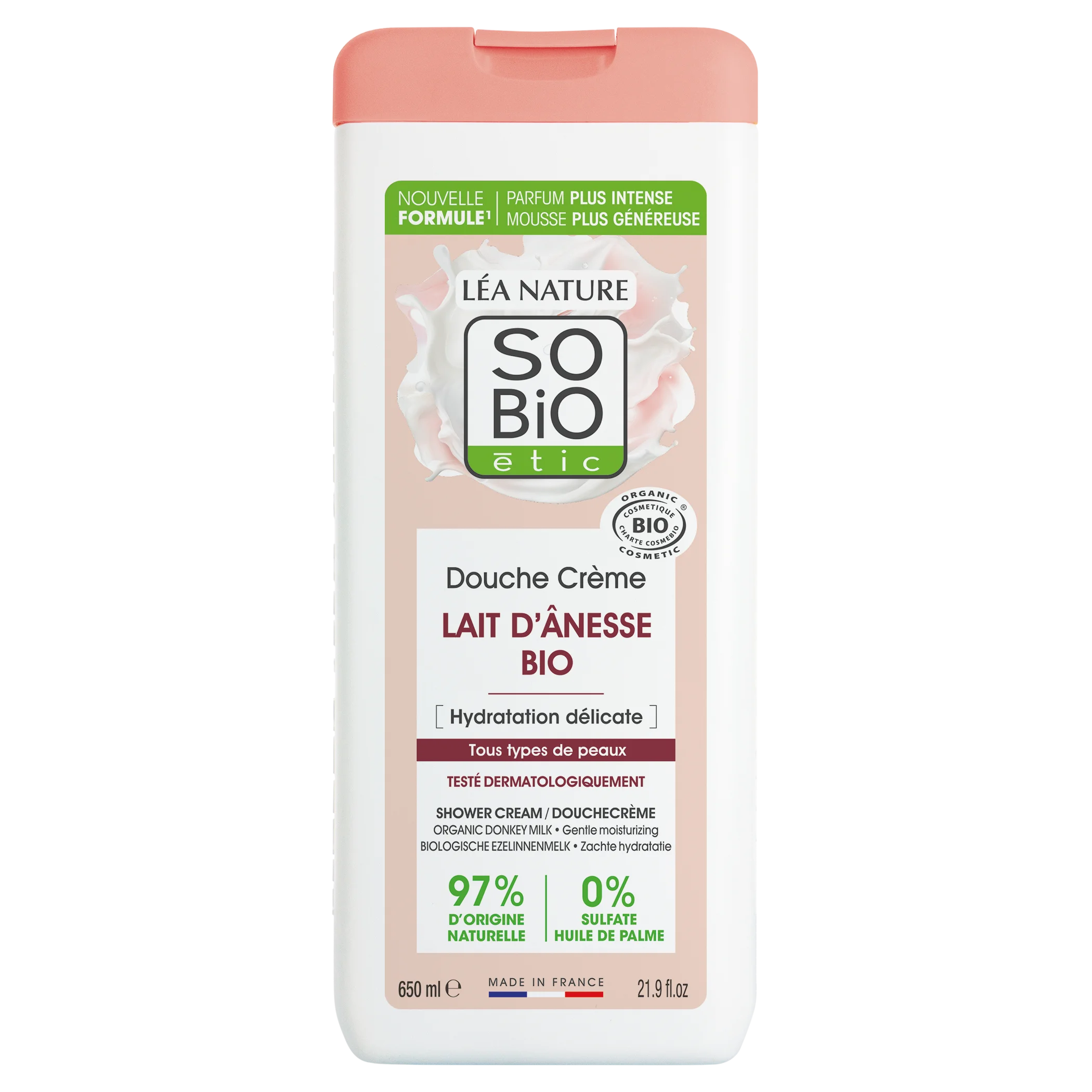 SO’BiO étic Jemne hydratačný sprchový krém s BIO oslím mliekom (650 ml) - všetky typy pokožky