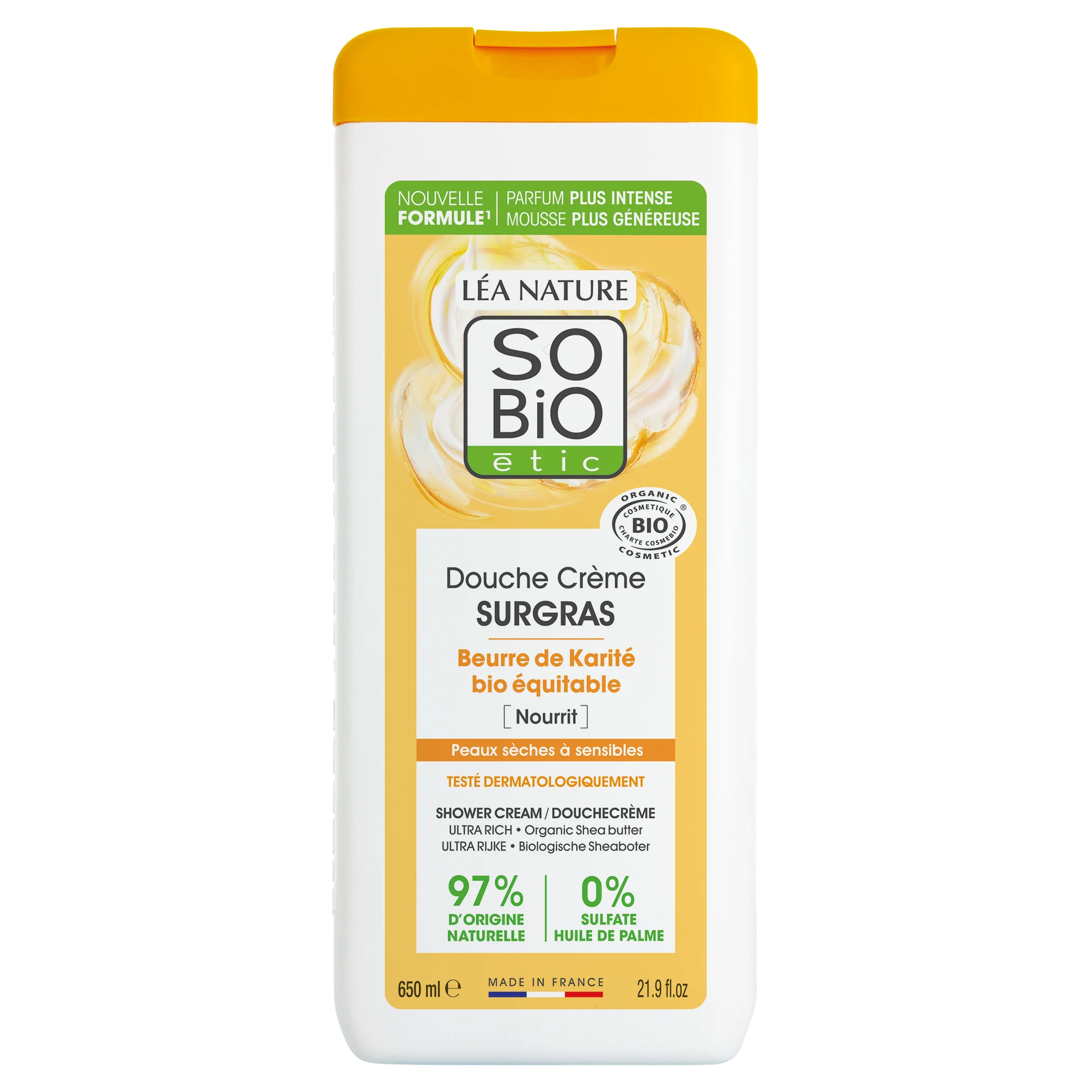 SO’BiO étic Sprchový krém SURGRAS s BIO bambuckým maslom (650 ml) - ideálny pre suchú a citlivú pokožku