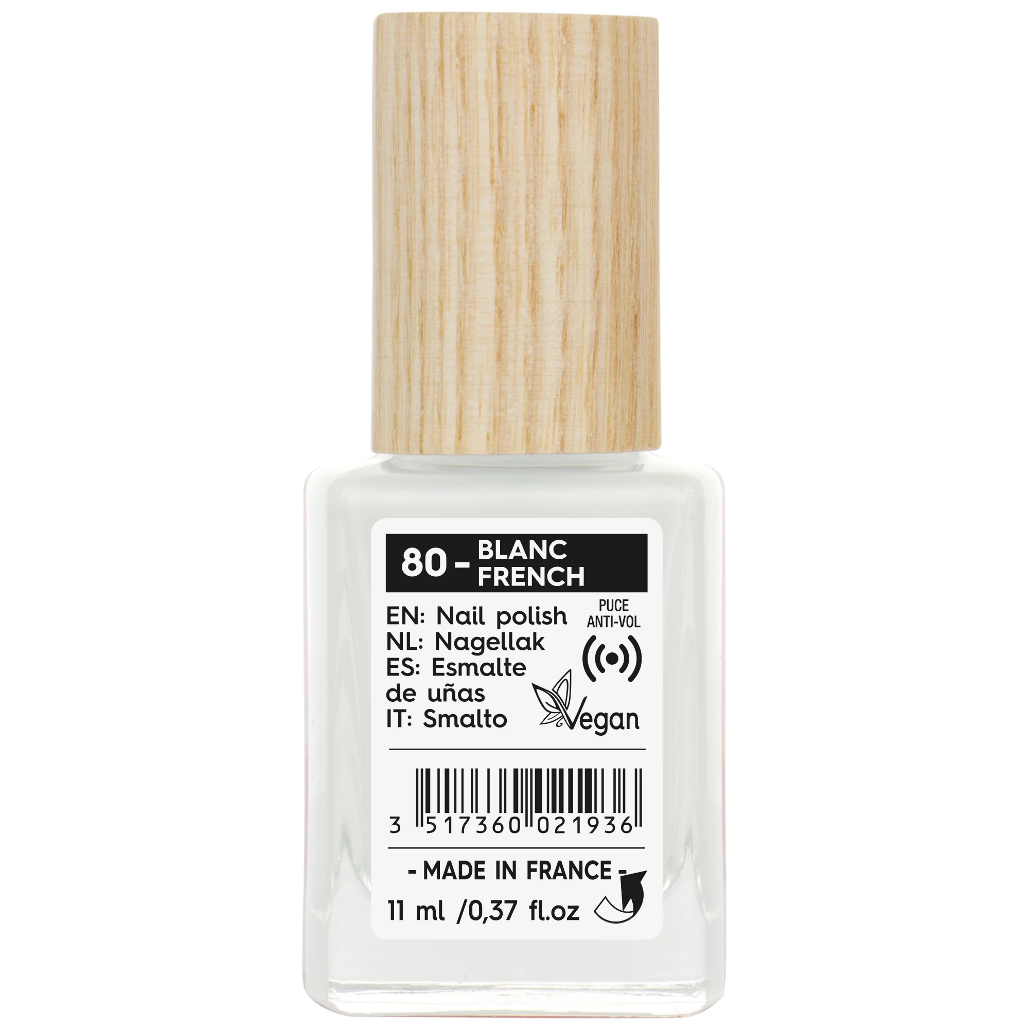 SO’BiO étic Lak na nechty - 80 francúzska biela (11 ml) - so žiarivou a intenzívnou farbou