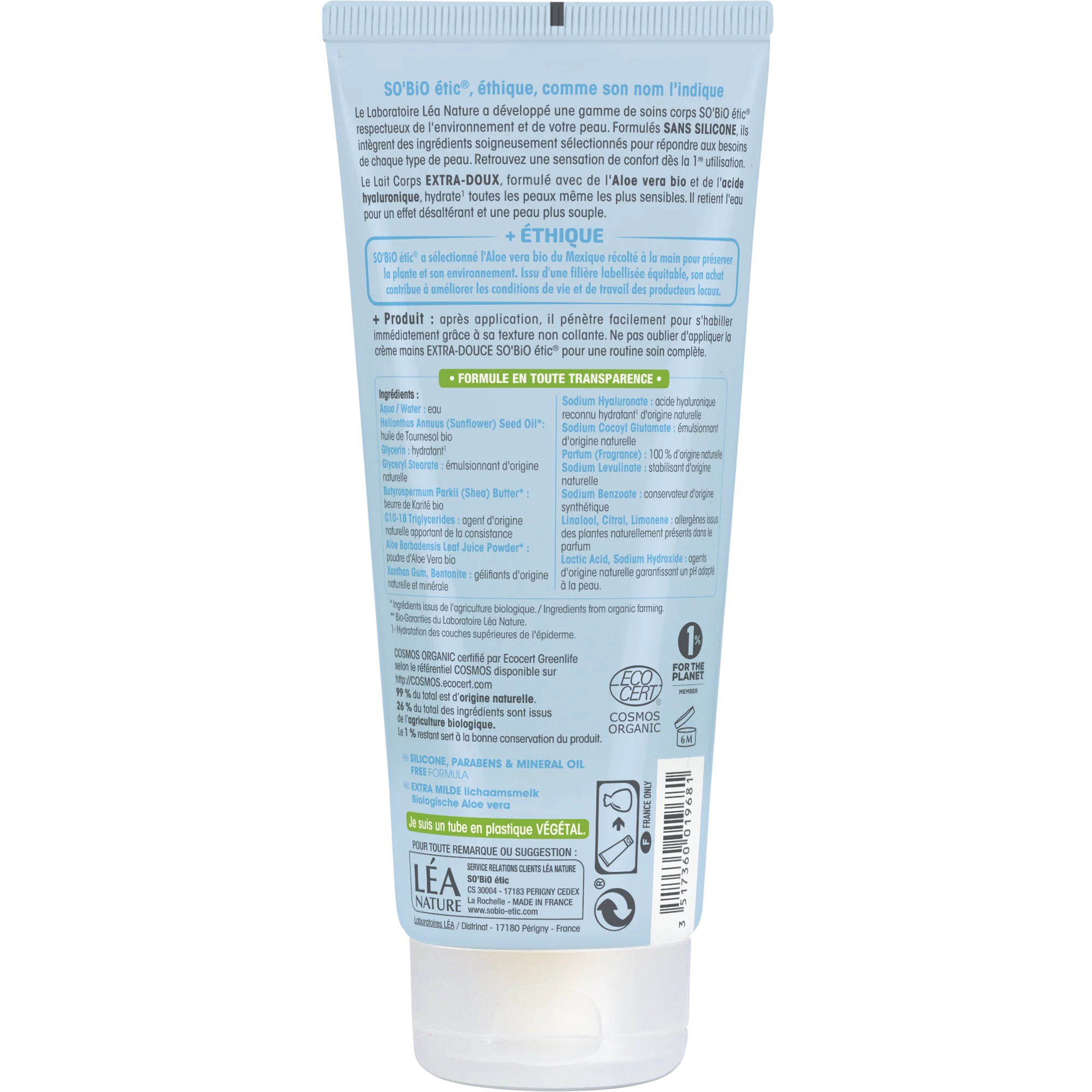 SO’BiO étic Telové mlieko extra hydratačné s Aloe vera a hyalurónom BIO (200 ml) - s kyselinou hyalurónovou