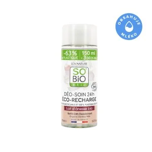 SO’BiO étic Náplň do 24 h hydratačného roll-on dezodorantu s BIO oslím mliekom (150 ml) - jedna náplň nahradí tri roll-ony