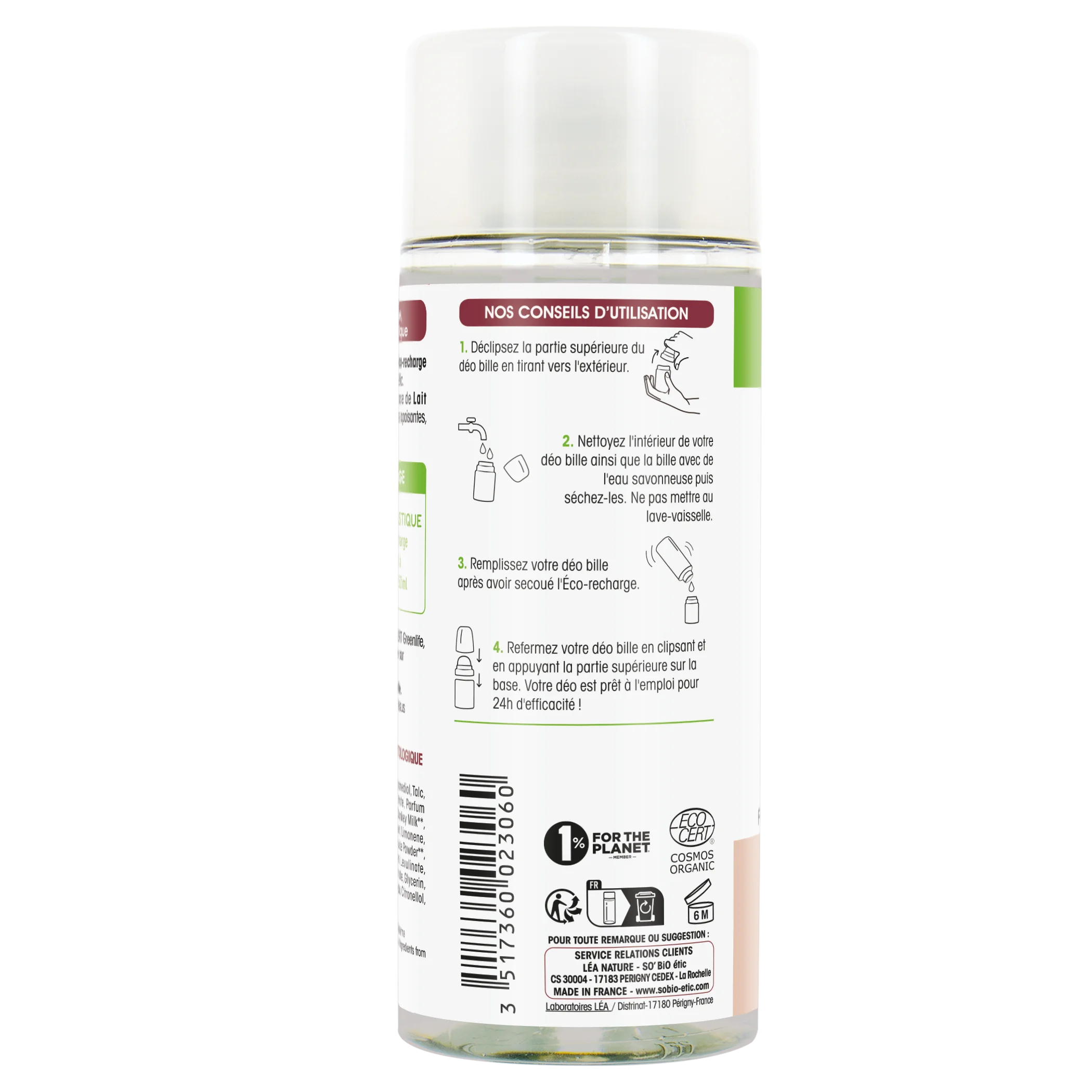 SO’BiO étic Náplň do 24 h hydratačného roll-on dezodorantu s BIO oslím mliekom (150 ml) - jedna náplň nahradí tri roll-ony