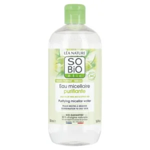 SO’BiO étic Micelárna voda Aloe Vera čistiaca - zinok a citrusy BIO (500 ml) - ideálna pre zmiešanú až mastnú pleť