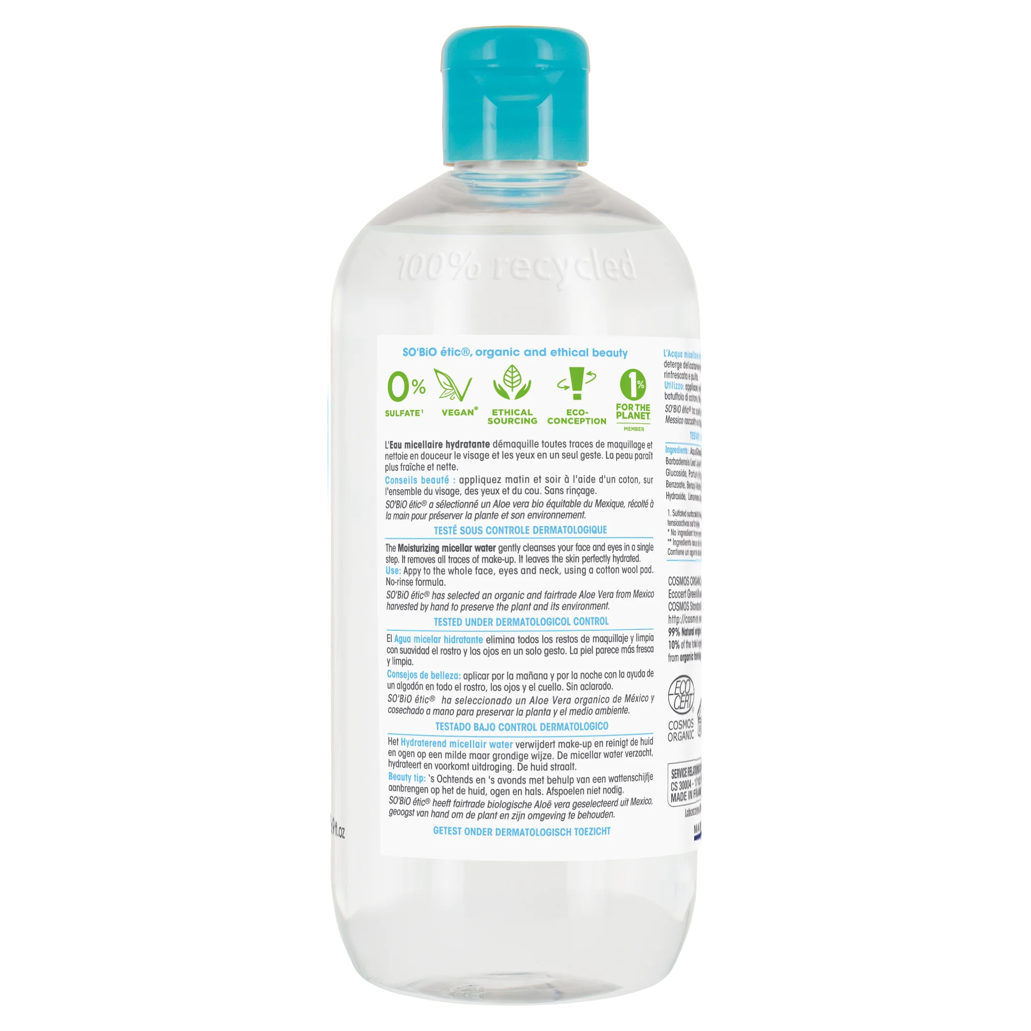 SO’BiO étic Hydratačná micelárna voda s Aloe vera BIO (500 ml) - obohatená o chrpovú vodu