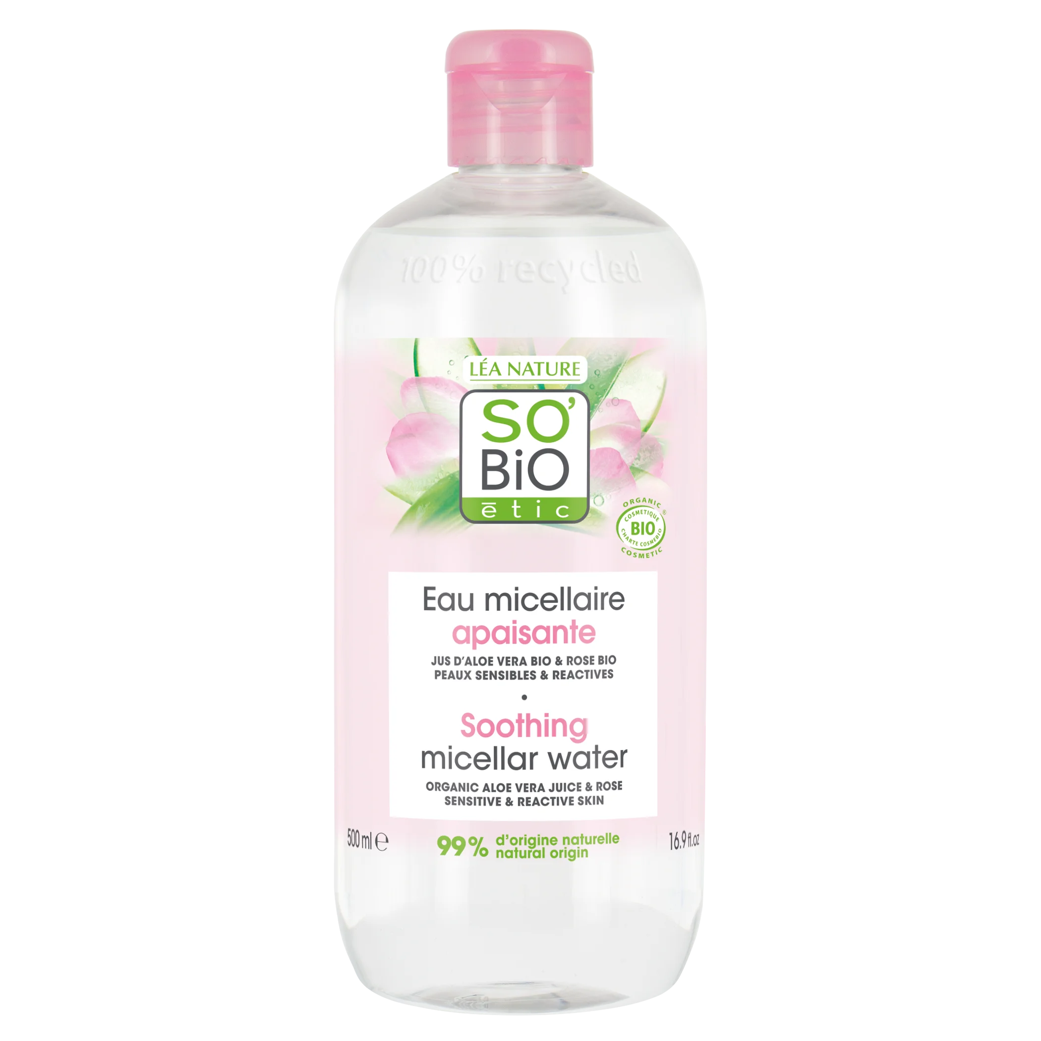 SO’BiO étic Micelárna voda s Aloe Vera upokojujúca BIO (500 ml) - obohatená o harmančekovú vodu