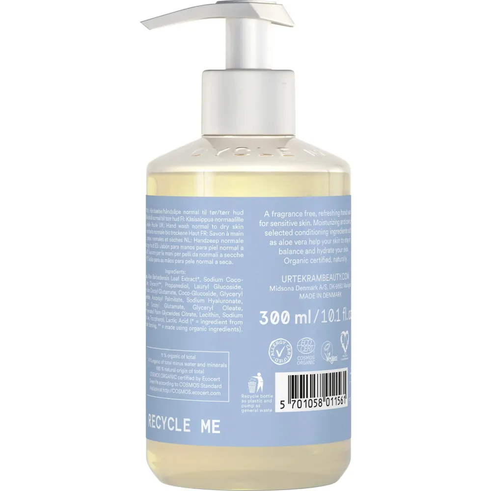 Urtekram Tekuté mydlo na ruky bez parfumu 300ml BIO, VEG