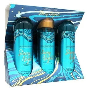 The Indulgent Bathing Co. Starry Nights darčeková sada sprchový gél 240 ml + pena do kúpeľa 240 ml + spánková hmla