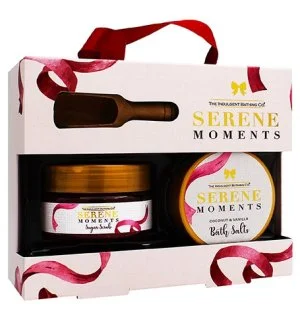 The Indulgent Bathing Co. Serene Moments darčeková sada telový peeling 135 g + kúpeľová soľ 105 g