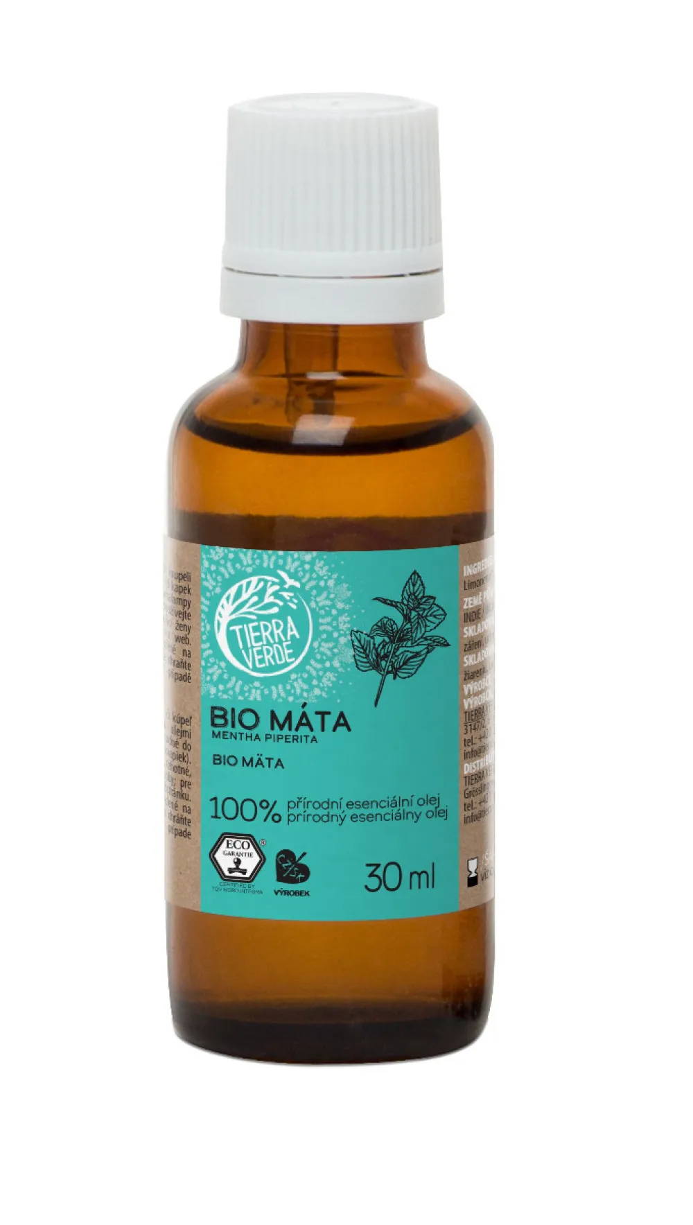 Tierra Verde Mätový esenciálny olej BIO (30 ml) - podporuje dýchacie cesty a koncentráciu