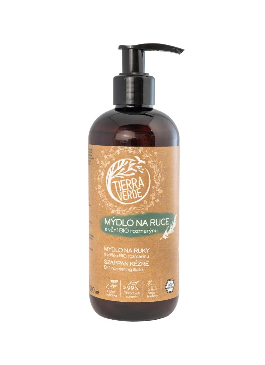 Tierra Verde Tekuté mydlo na ruky - BIO Rozmarín 100 ml - s českým bio skorocelom