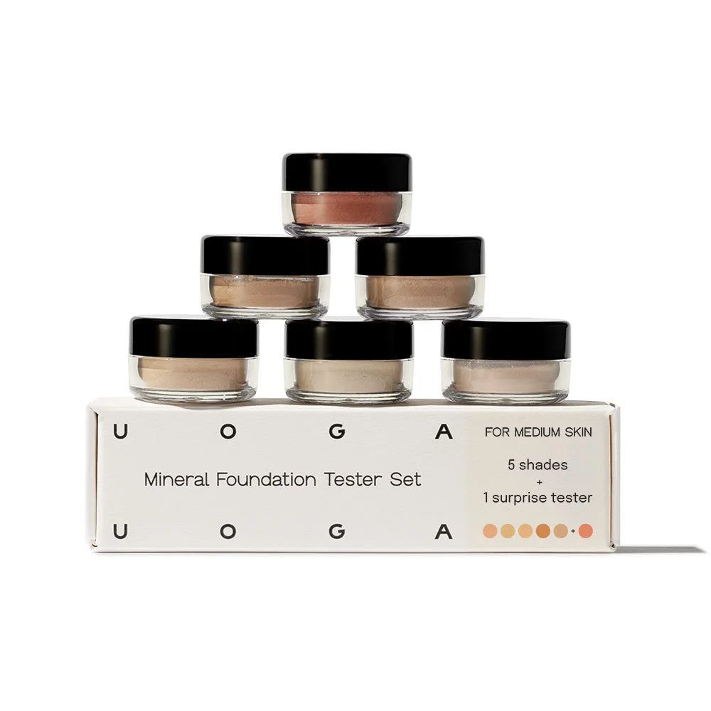 Uoga Uoga Sada testerov minerálneho make-upu (6 x 0,7 g) Medium / Tan - 5 make-upov + 1 lícenka podľa odtieňa pleti