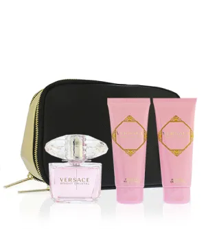 Versace Bright Crystal darčeková sada pre ženy toaletná voda 90 ml + telové mlieko 100 ml + sprchový gél 100 ml + kozmetická taštička