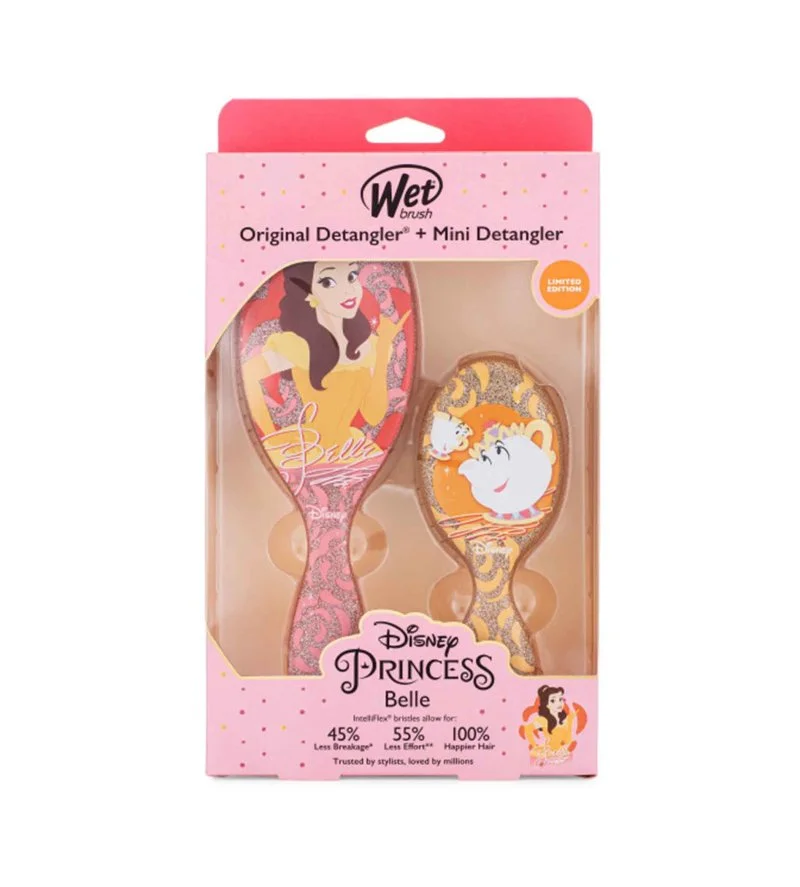 Disney Princess Belle Kit darčeková sada kefa na vlasy Original Detangler + kefa na vlasy Mini Detangler