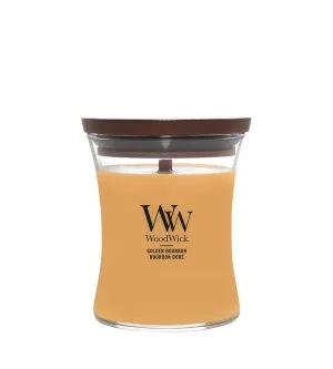 WoodWick Golden Bourbon vonná sviečka s dreveným knôtom 275 g