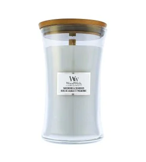 WoodWick Sagewood & Seagrass vonná sviečka s dreveným knôtom 609 g